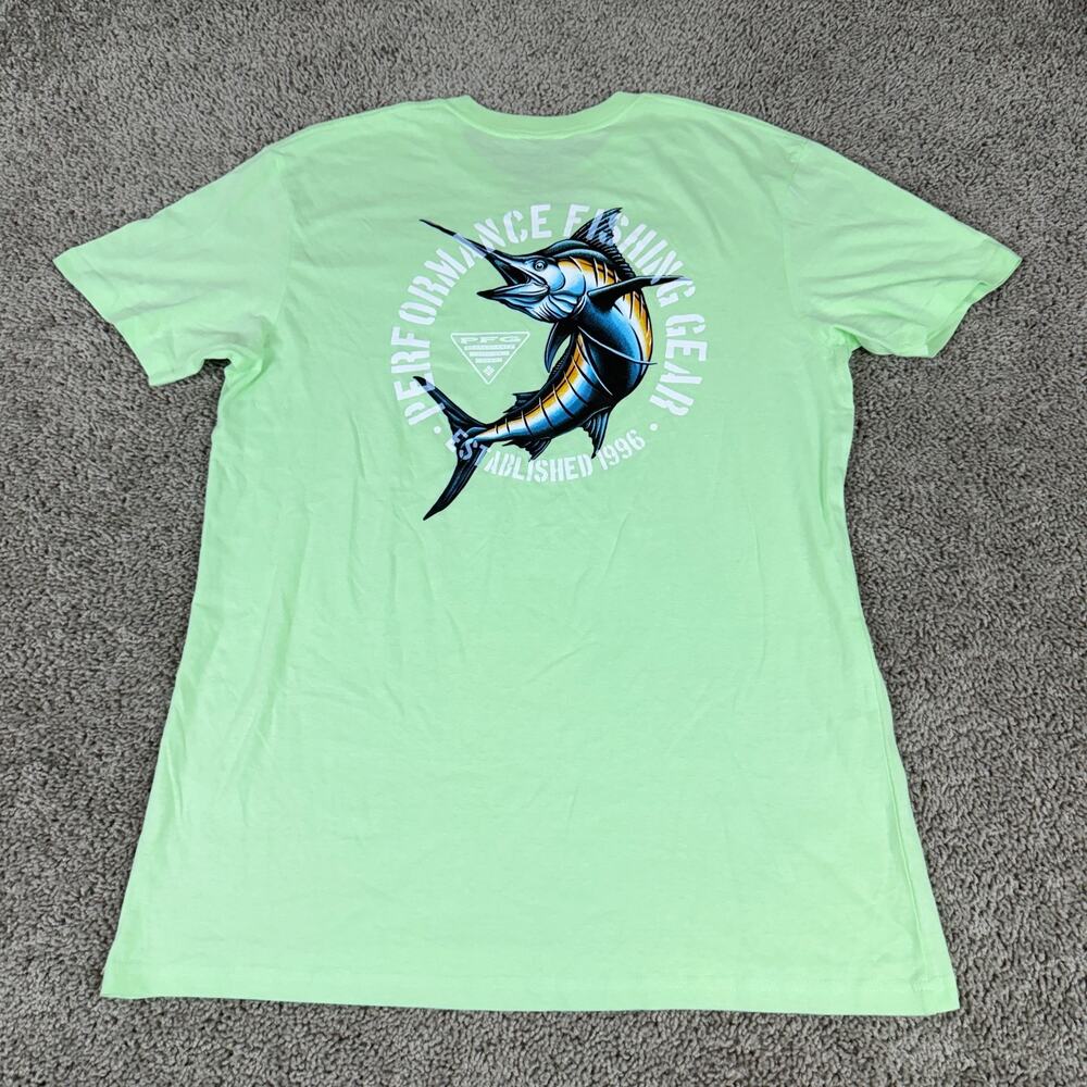 Columbia Shirt Mens L Green Performance Fishing Gear Short Sleeve lightweight